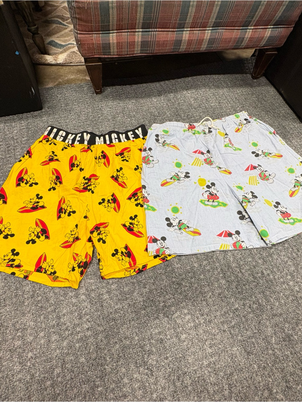 Disney Men's Yellow and White Mickey Mouse Swim Shorts - 2-Pack